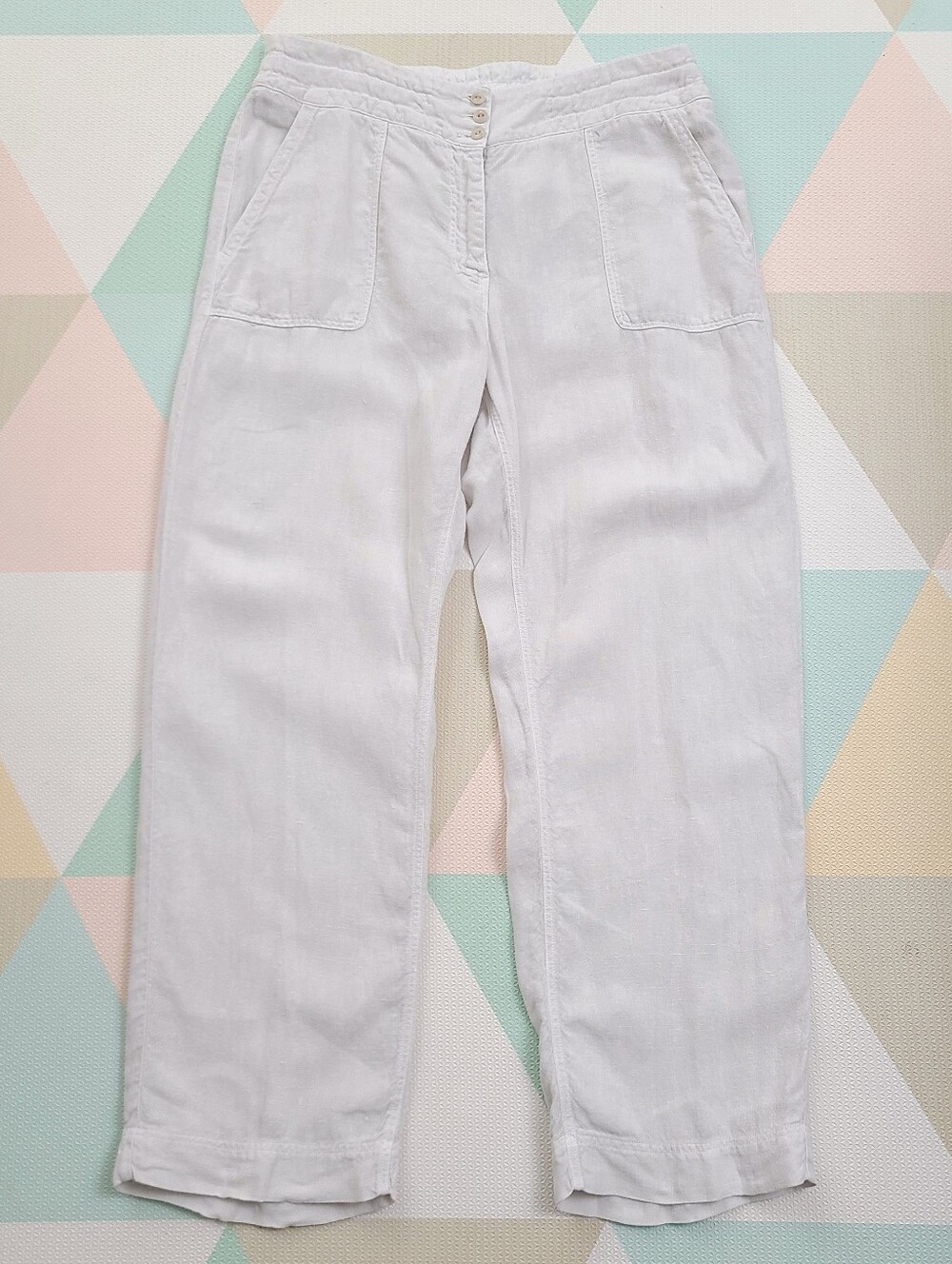 Poetry Heavy Linen Trousers Pants In Ecru US Size 14 Inseam 31" Made In Portugal